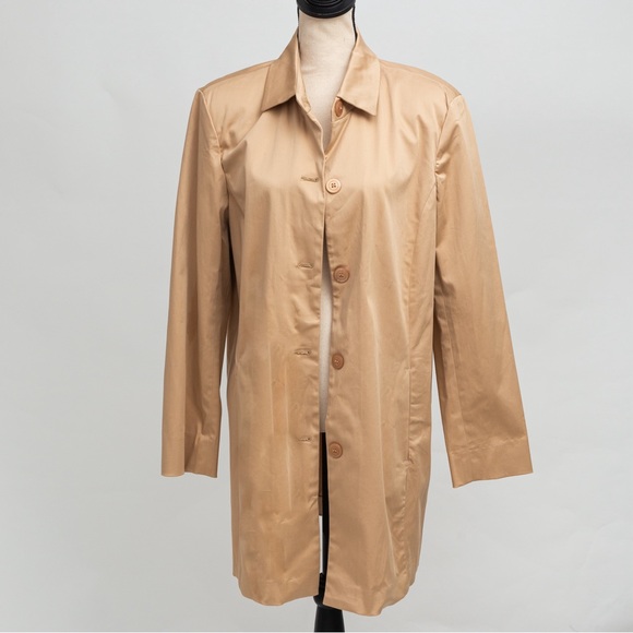 Vintage longer length neutral tan jacket minimalist structured style classic 16 - Picture 1 of 10